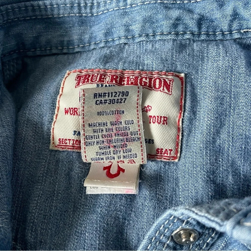 True Religion Rocky western denim chambray shirt Dress 29120 - Picture 13 of 14